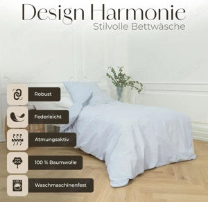 Set lenjerie de pat OMHU Renforce   135   200 cm, bumbac organic 100%, albastru deschis - imagine 2