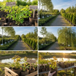 puieții salcâm mesteacăn fag carpen frasin tei plop brad molid 