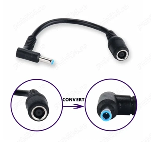Adaptor incarcare laptop HP, Dell mufa rotunda 7.4mm X 5.0mm catre mufa noua 4.5mm x 3.0mm - imagine 2