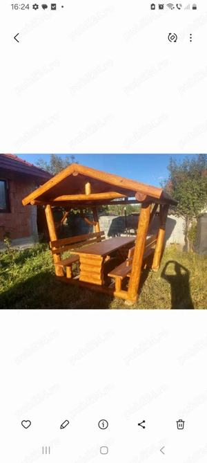 Foisor Ciuperca de gradina din lemn masiv - imagine 3