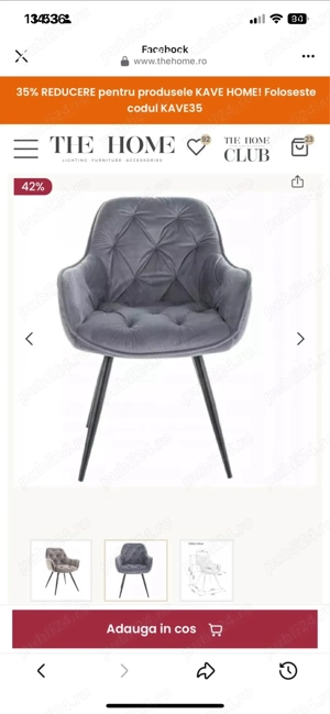 NOU !Set 4 scaune dining din catifea 