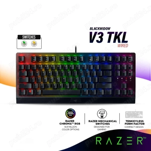 Tastatura gaming mecanica Razer BlackWidow V3 TKL switch Razer Green