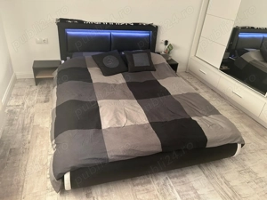 Pat dormitor modern+saltea+noptiere - imagine 3