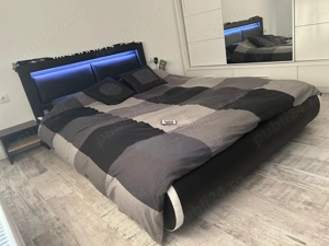 Pat dormitor modern+saltea+noptiere - imagine 2