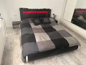 Pat dormitor modern+saltea+noptiere