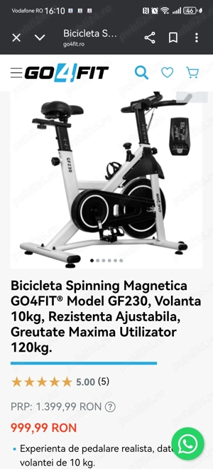 Vand bicicleta spinning noua
