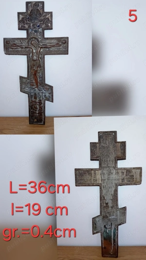 Vând Cruce Ortodoxă Rusească din Bronz   sec. XIX   36 cm   piesă veche autentică