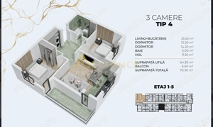 Metrou Berceni Ap 3 Camere 70 mp - imagine 2