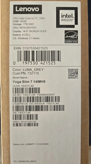 Laptop Lenovo Yoga Slim 7  SIGILAT - imagine 2