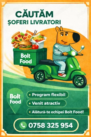 Angajam curieri livratori Bolt-food!!