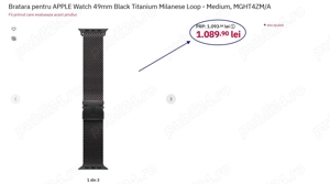 Bratara pentru APPLE Watch 49mm Black Titanium Milanese Loop,(Super Ofertă). - imagine 3