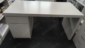 Vand birou Malm Ikea alb 140x65 cm 