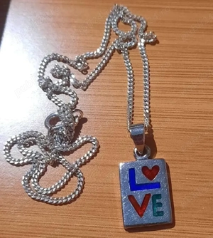 Lant de argint cu medalion LOVE