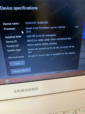 Laptop Samsung Slim display 14 inch led,Windows 10 H,4gb ram,ssd disk,baterie buna.Cititi Anuntul. - imagine 3