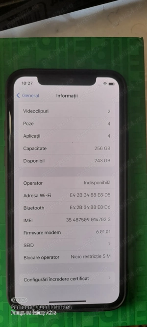 Vand iPhone X Alb 256 gb - imagine 4