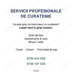 Oferim servicii de curatenie