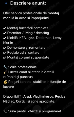 Ofer servicii montaj mobila