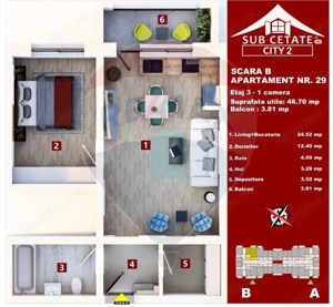 Apartament 2 cam NOU-Subcetate City 2 | 49 mp | FINALIZAT - imagine 4
