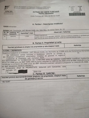 Vând teren 1000 mp Satu Nou 