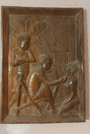 Tablou Sculptat In Lemn , Zair ( Congo ) Africa  - imagine 4