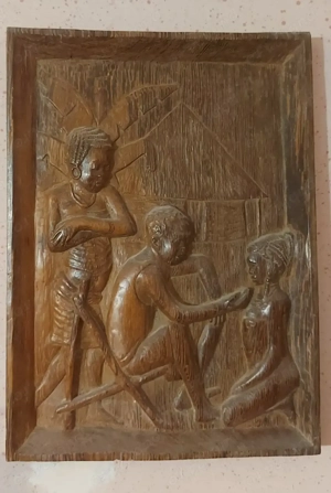 Tablou Sculptat In Lemn , Zair ( Congo ) Africa 