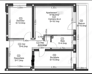 Apartament, 59.5 mp, bucatarie inchisa, 2 dormitoare, parcare, zona centrala - imagine 9