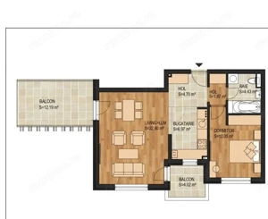 Apartament de 2 camere ( 69 MP )-Tractorul - imagine 11