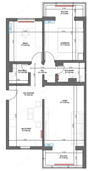 Vand 3 camere DECOMANDAT et 2 Bucovina langa pizza Giovana si parc cu 2 bai, 2 balcoane SPATIOS - imagine 3