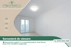 Garsonieră confort 1, cu centrală proprie, oraș Pecica, Arad