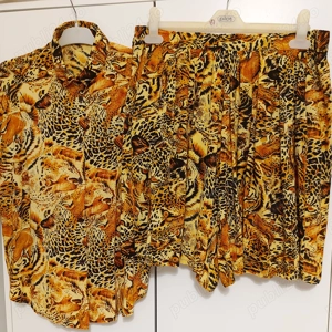 Costum Animal Print cămașă fustă pantalon