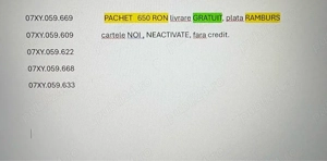 Cartele numere usoare - imagine 4