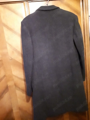Palton bărbătesc  ,nou ,din stofa gri de lană  fină  cardata - imagine 2