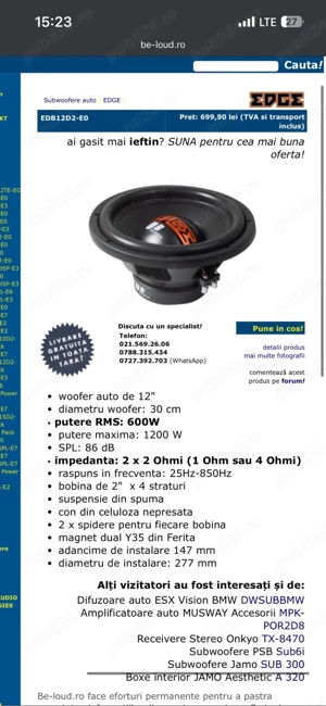 Subwoofer auto Edge - imagine 2