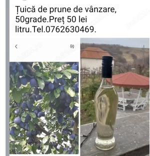 Țuică de prune de vânzare.