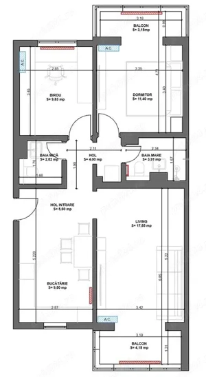 Apartament 3 camere  decomandate etajul 2 zona Bucovina vedere pe doua parti - imagine 8