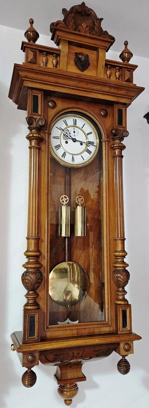 Ceas de perete cu pendul si 2 greutati Gustav Becker