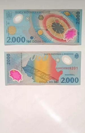Vand bancnota 2000 lei cu eclipsa. Necirculata