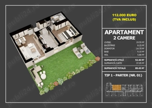 Apartament nou cu 2 camere și curte proprie - Finisaje la alegere!