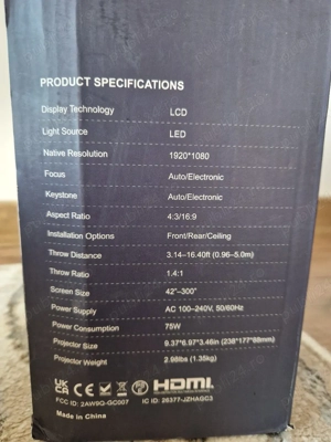 Video Proiector Led Wifi Bluetooth 1920x108p native Autofocus ! usb  hdmi!  - imagine 5