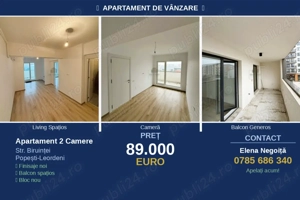 Apartament 2 camere tip studio, Str. Biruinței, Popești-Leordeni