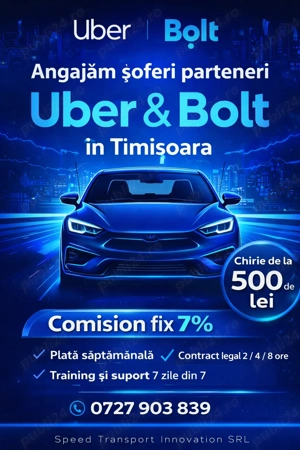 Șofer Uber Bolt în Timișoara 8000lei   Venituri bune și flexibilitate totală!
