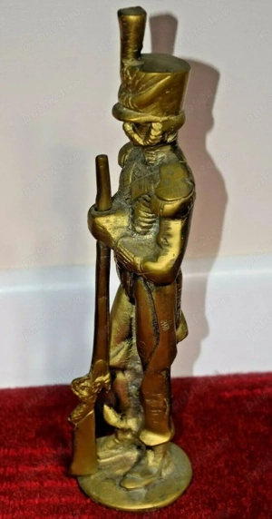 Soldat cu flinta Napoleon vintage alama bronz masiv - imagine 3