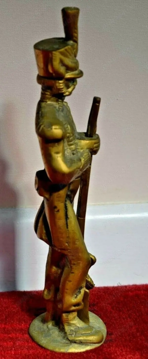 Soldat cu flinta Napoleon vintage alama bronz masiv - imagine 5