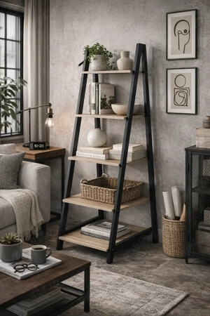 Etajera cu rafturi si cadru metalic; Dulap cu polite; Biblioteca