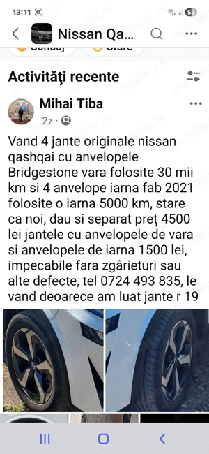 Vand jante aliaj originale nissan - imagine 4