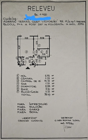 Apartament 2 camere, 36 mp, Parter - Tășnad 