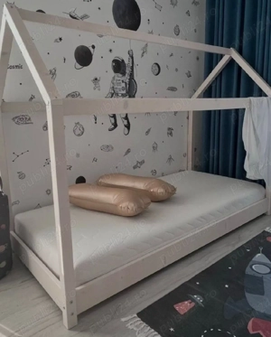 Pat copil Montessori-tip căsuța de lemn