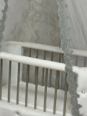 pătuț tapitat din catifea - imagine 3