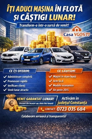 Mașina ta produce venit lunar   colaborare Bolt | Casa YGOS 77