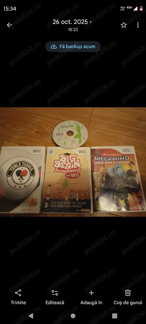 4 jocuri Nintendo Wii: FIT,Big Brain academy,Tennis Table,Megamind 